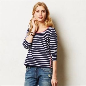 Anthropologie Lili’s Closet Blue and White Striped Long-Sleeve Medium